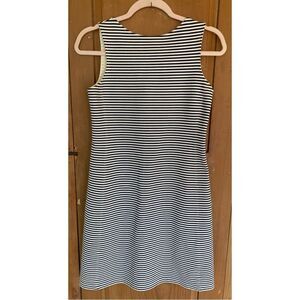 Theory Mivrill navy/ivory striped sleeveless shift dress